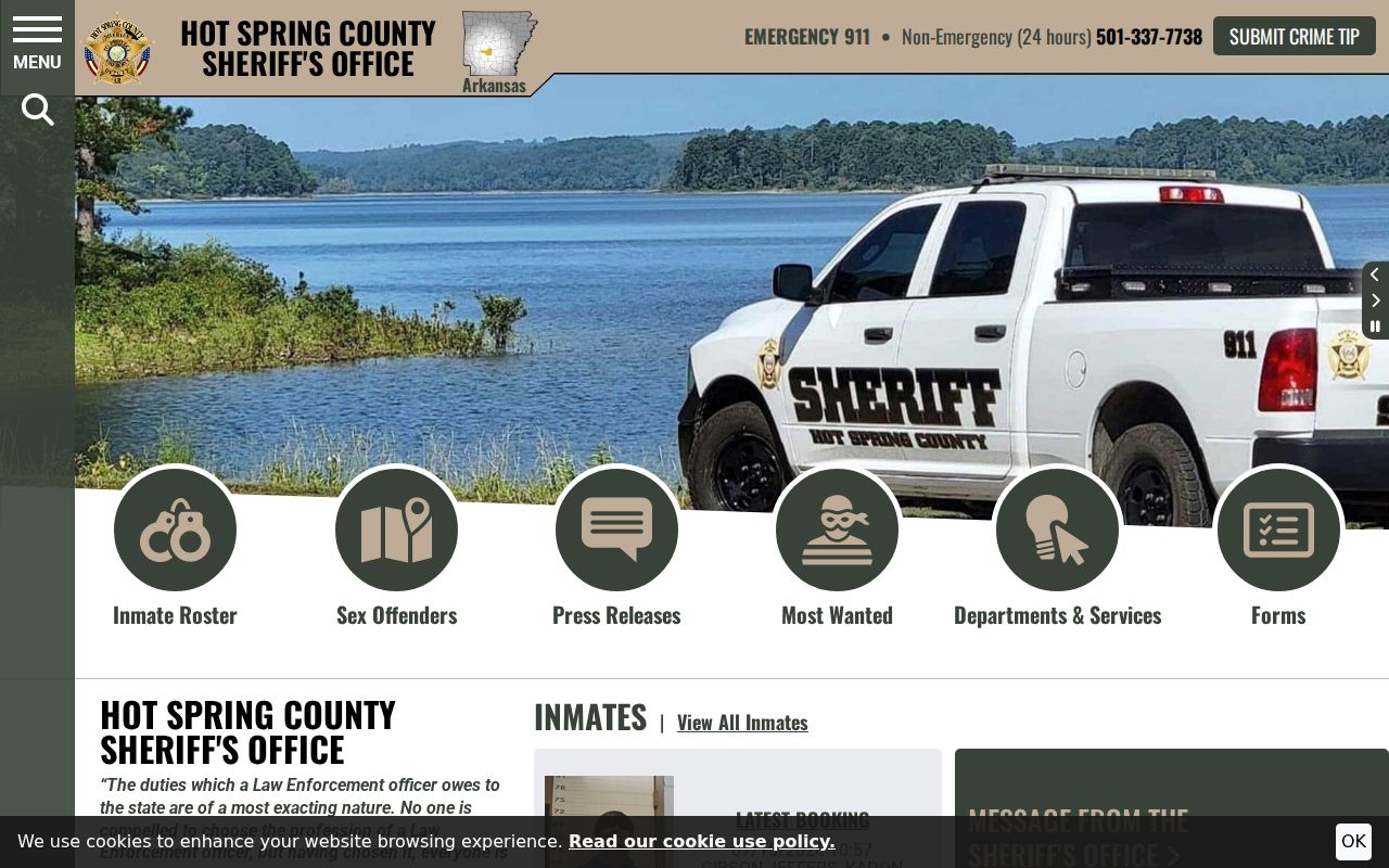 Hot Spring County criminal history sheriff office homepage
