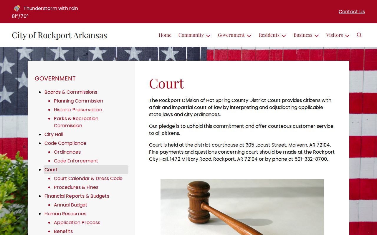 Rockport criminal history city court contact route