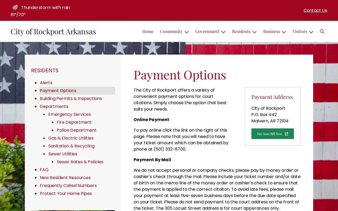 Rockport criminal history citation payment options